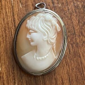 Vintage 800 Sterling Silver Cameo Brooch/Pendant